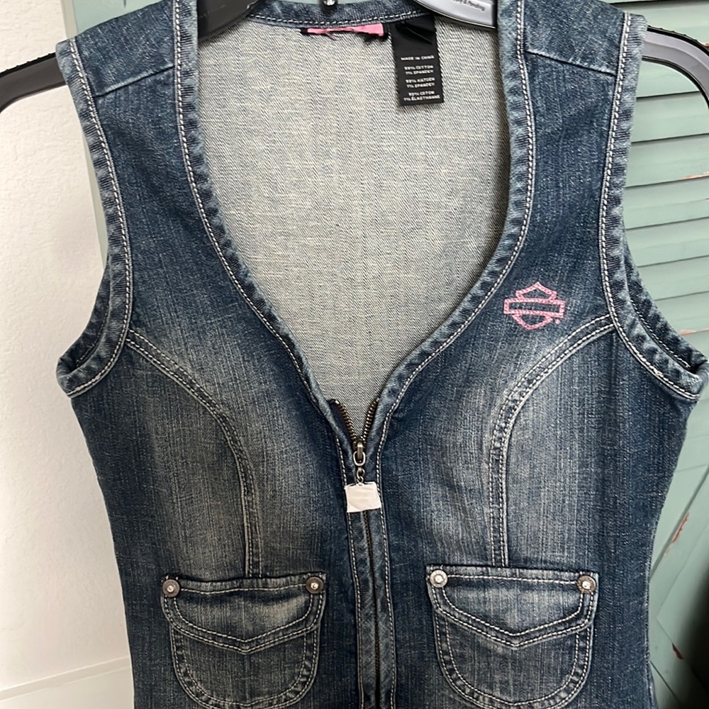 Beautiful Harley Davidson Pink Label Rhinestone Vest